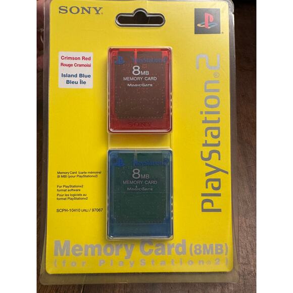 Sony Playstation 2 Memory card 2 pack 8 MB SEALED Crimson Red Island Blue - Picture 1 of 2